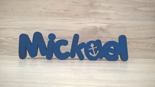Nome de mesa em MDF - Mod PK Vazado Âncora - Mickael 10 cm