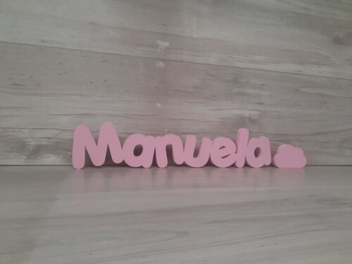 Nome de Mesa em mdf - Mod Pk Padrão + Nuvem Manuela 10cm