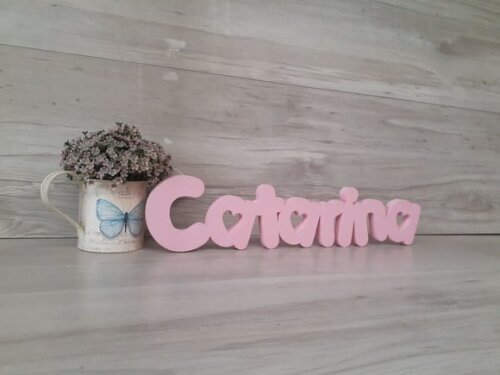 Nome de Mesa em mdf - Mod Pk Vazado Coração - Catarina 10 cm