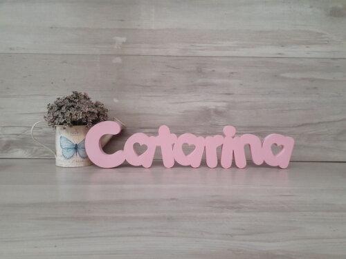 Nome de Mesa em mdf - Mod Pk Vazado Coração - Catarina 10 cm