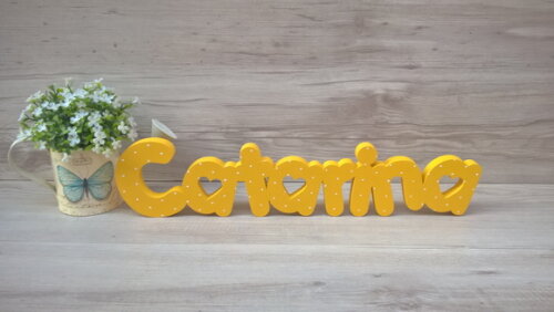 Nome de Mesa em mdf - Mod Pk Vazado Coração - Catarina 10 cm