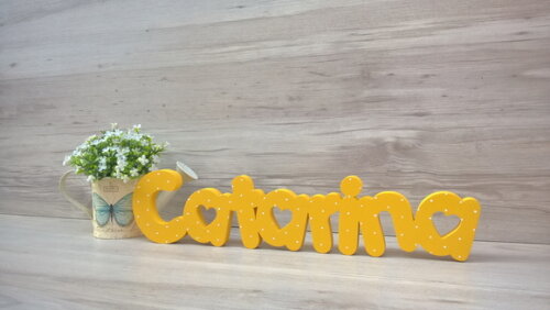Nome de Mesa em mdf - Mod Pk Vazado Coração - Catarina 10 cm