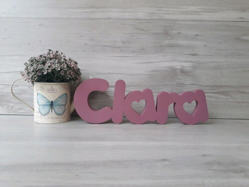 Nome de mesa em MDF - Mod PK Vazado Coração - Clara 10 cm