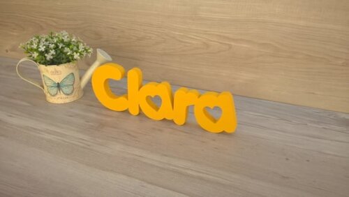 Nome de mesa em MDF - Mod PK Vazado Coração - Clara 10 cm