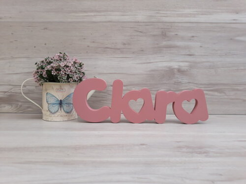 Nome de mesa em MDF - Mod PK Vazado Coração - Clara 10 cm