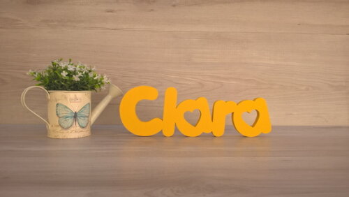 Nome de mesa em MDF - Mod PK Vazado Coração - Clara 10 cm