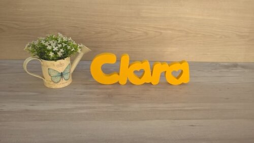 Nome de mesa em MDF - Mod PK Vazado Coração - Clara 10 cm