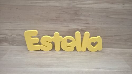 Nome de Mesa em mdf - Mod Pk Vazado Coração - Estella 13 cm