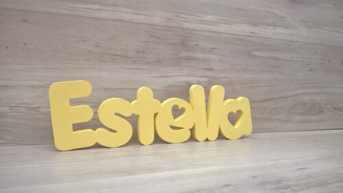 Nome de Mesa em mdf - Mod Pk Vazado Coração - Estella 13 cm