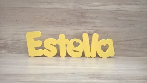 Nome de Mesa em mdf - Mod Pk Vazado Coração - Estella 13 cm