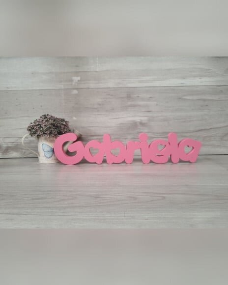 Nome de Mesa em mdf - Mod Pk Vazado Coração - Gabriela 10 cm
