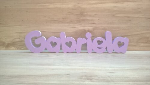 Nome de mesa em MDF - Mod PK Vazado Coração - Gabriela 13 cm