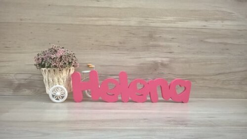 Nome de Mesa em mdf - Mod Pk Vazado Coração - Helena 10 cm