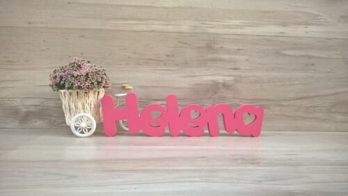 Nome de Mesa em mdf - Mod Pk Vazado Coração - Helena 10 cm