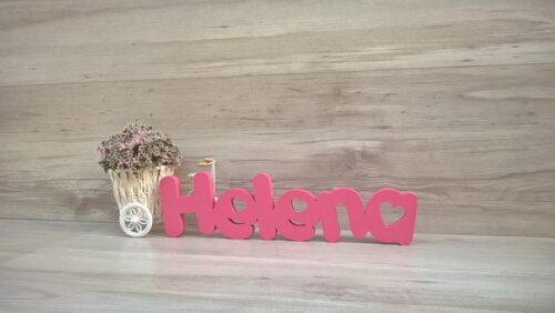 Nome de Mesa em mdf - Mod Pk Vazado Coração - Helena 10 cm
