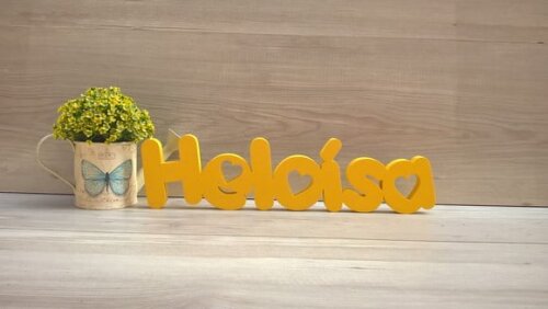 Nome de Mesa em mdf - Mod Pk Vazado Coração - Heloísa 10 cm
