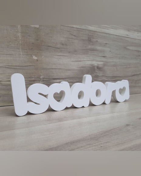 Nome de Mesa em mdf - Mod Pk Vazado Coração - Isadora- 10 cm