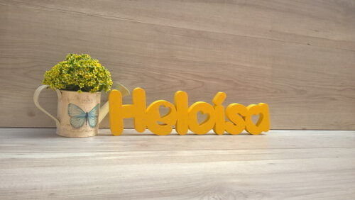 Nome de Mesa em mdf - Mod Pk Vazado Coração - Heloísa 10 cm