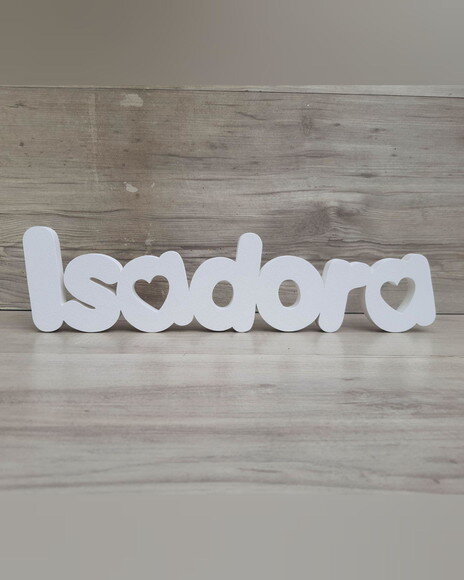 Nome de Mesa em mdf - Mod Pk Vazado Coração - Isadora- 10 cm