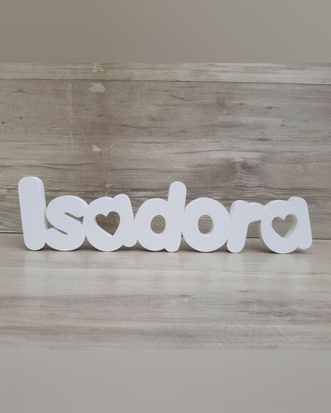 Nome de Mesa em mdf - Mod Pk Vazado Coração - Isadora- 10 cm
