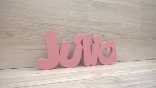 Nome de mesa em MDF - Mod PK Vazado Coração - Júlia 16 cm