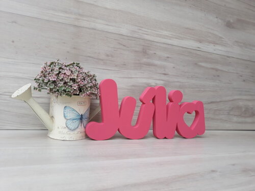 Nome de Mesa em mdf - Mod Pk Vazado Coração - Júlia 13 cm