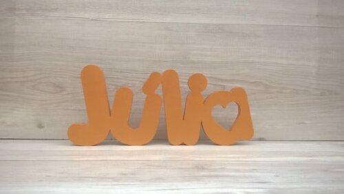Nome de mesa em MDF - Mod PK Vazado Coração - Júlia 16 cm