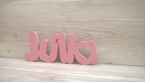 Nome de mesa em MDF - Mod PK Vazado Coração - Júlia 16 cm