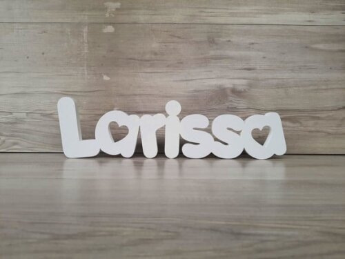 Nome de Mesa em mdf - Mod Pk Vazado Coração - Larissa 10 cm
