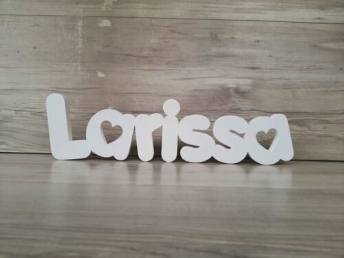 Nome de Mesa em mdf - Mod Pk Vazado Coração - Larissa 10 cm
