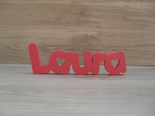 Nome De Mesa Em Mdf - Mod Pk Vazado Coração - Laura 10 Cm