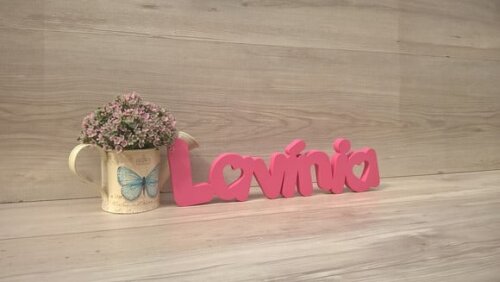 Nome de mesa em MDF - Mod PK Vazado Coração - Lavínia 10 cm