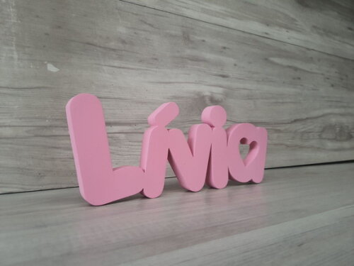 Nome de Mesa em mdf - Mod Pk Vazado Coração - Lívia 13 cm