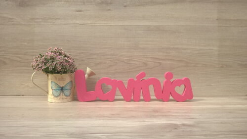 Nome de mesa em MDF - Mod PK Vazado Coração - Lavínia 10 cm
