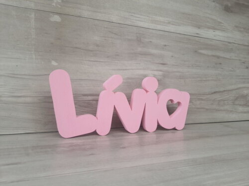 Nome de Mesa em mdf - Mod Pk Vazado Coração - Lívia 13 cm