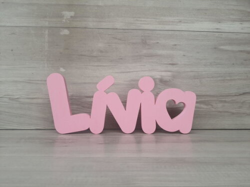 Nome de Mesa em mdf - Mod Pk Vazado Coração - Lívia 13 cm