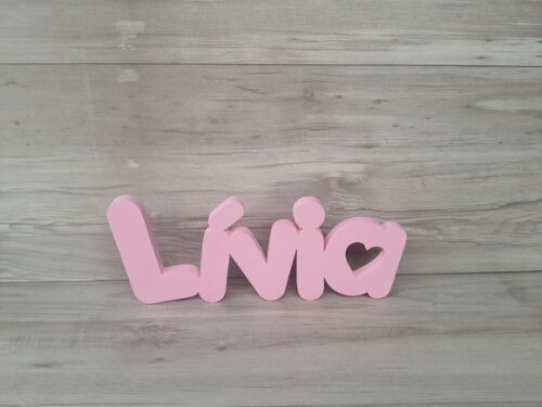 Nome de Mesa em mdf - Mod Pk Vazado Coração - Lívia 13 cm