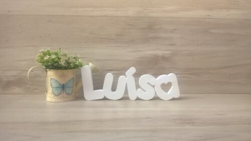 Nome de Mesa em mdf - Mod Pk Vazado Coração - Luísa 10 cm