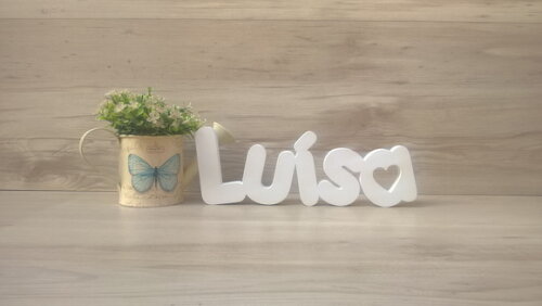 Nome de Mesa em mdf - Mod Pk Vazado Coração - Luísa 10 cm
