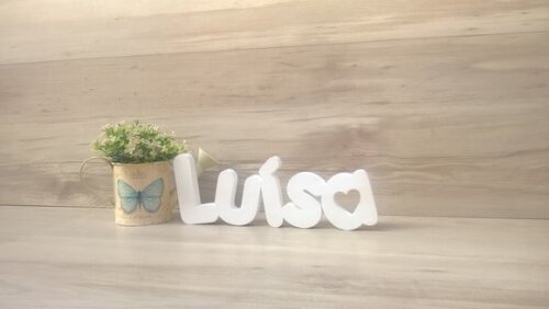 Nome de Mesa em mdf - Mod Pk Vazado Coração - Luísa 10 cm
