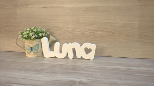 Nome de Mesa em mdf - Mod Pk Vazado Coração - Luna 10 cm
