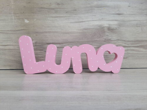 Nome de Mesa em mdf - Mod Pk Vazado Coração - Luna 10 cm