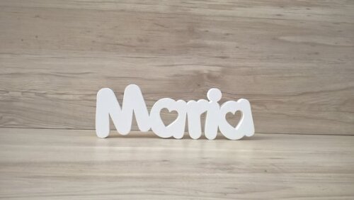 Nome de Mesa em mdf - Mod Pk Vazado Coração - Maria 13 cm