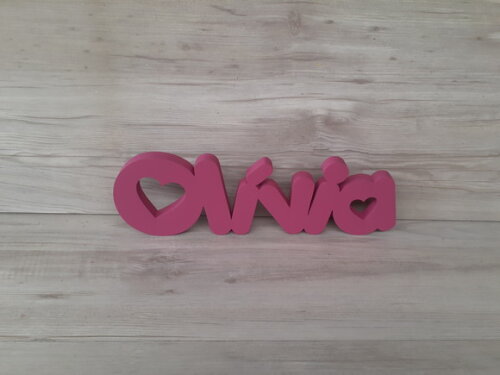 Nome De Mesa Em Mdf - Mod Pk Vazado Coração - Olívia 10 Cm