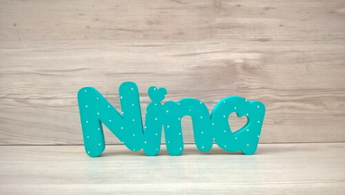 Nome de Mesa em mdf - Mod Pk Vazado Coração - Nina 10 cm