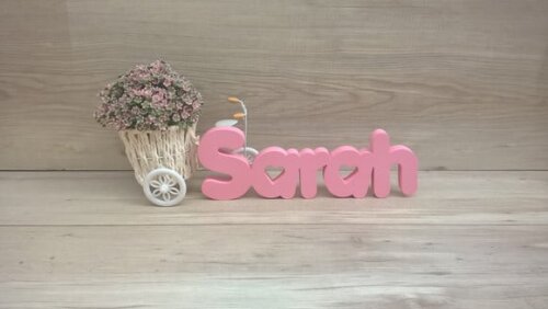 Nome De Mesa Em Mdf - Mod Pk Vazado Coração - Sarah 10 Cm