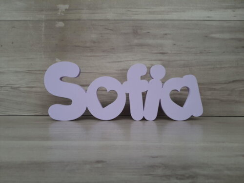 Nome de Mesa em mdf - Mod Pk Vazado Coração - Sofia 13 cm