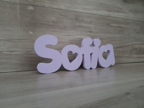 Nome de Mesa em mdf - Mod Pk Vazado Coração - Sofia 13 cm