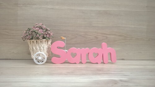 Nome De Mesa Em Mdf - Mod Pk Vazado Coração - Sarah 10 Cm