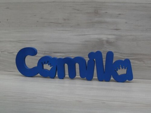 Nome de mesa em MDF - Mod PK Vazado Coroa - Camilla 10 cm